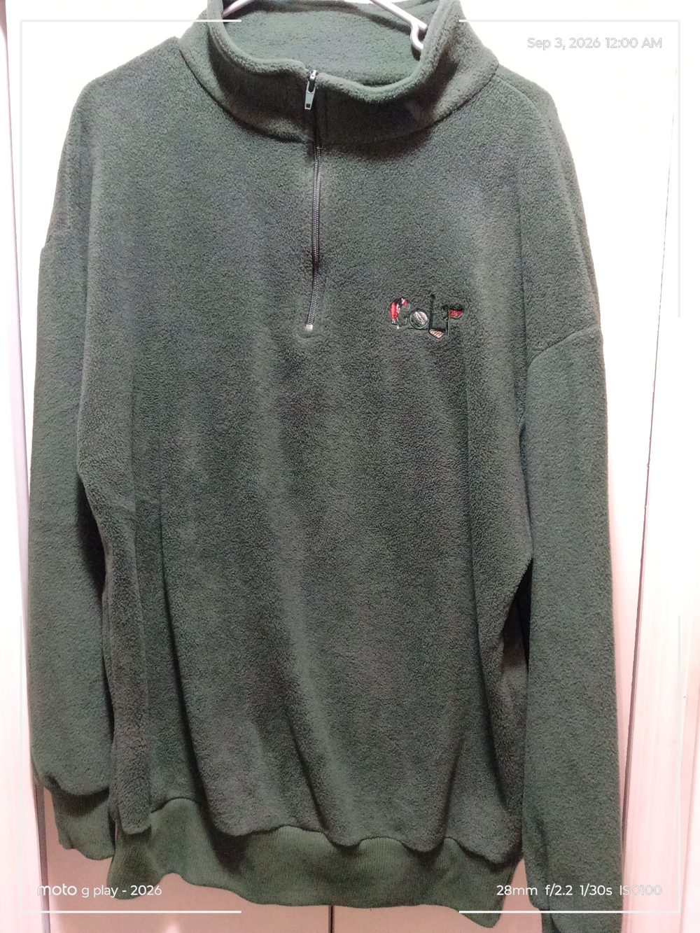 Men's Golf Olive Green Quarter-Zip Fleece Pullover